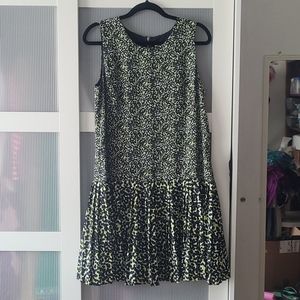 Printed Pleated/Drop Waist Sleeveless Dress